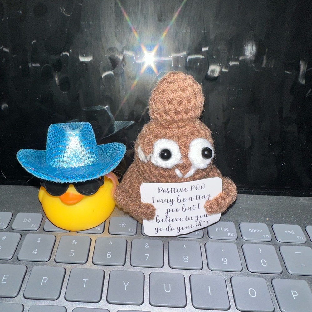 Duck and Poop Figurine Set with Blue Hat